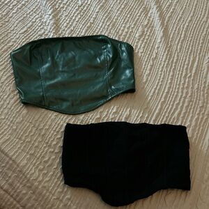 Chic Green and Black Women's Crop Tops
